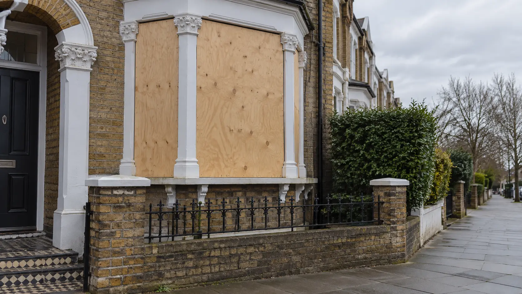 Emergency boarding up at a London property