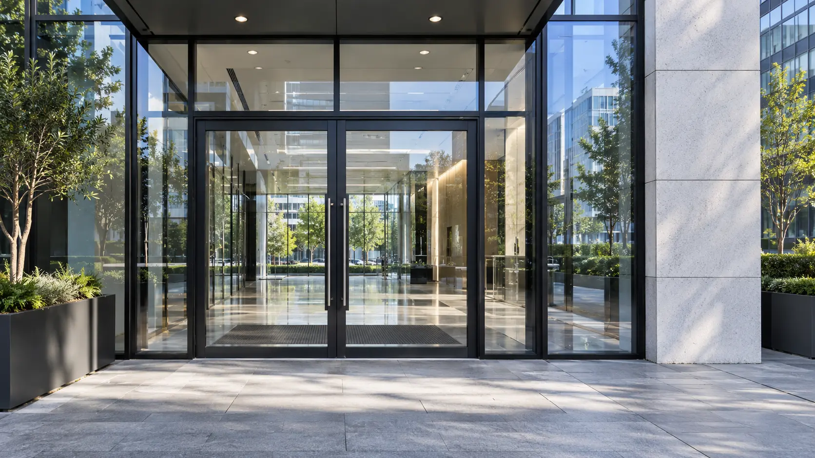 Commercial glass entrance
