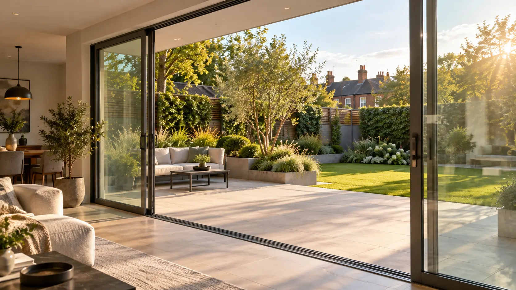 Modern glass patio doors