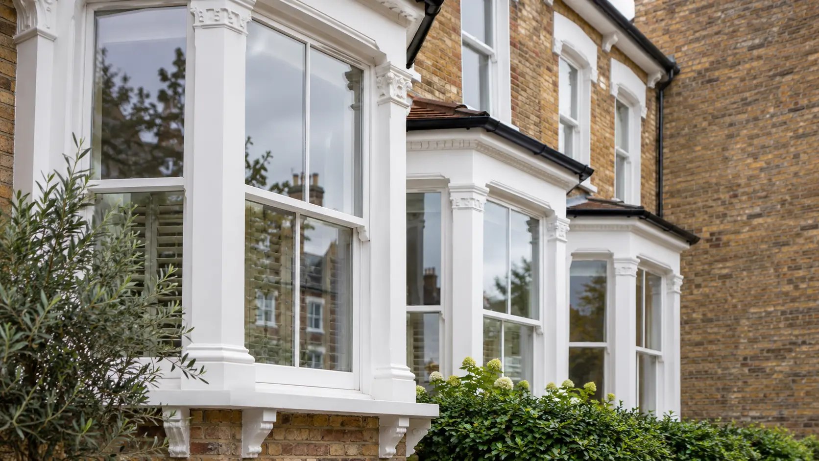 Restored sash windows on a London property