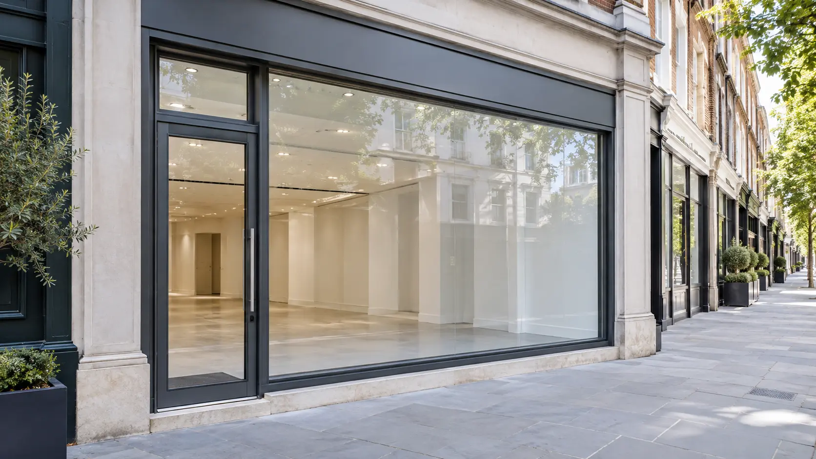 New glass shopfront in London