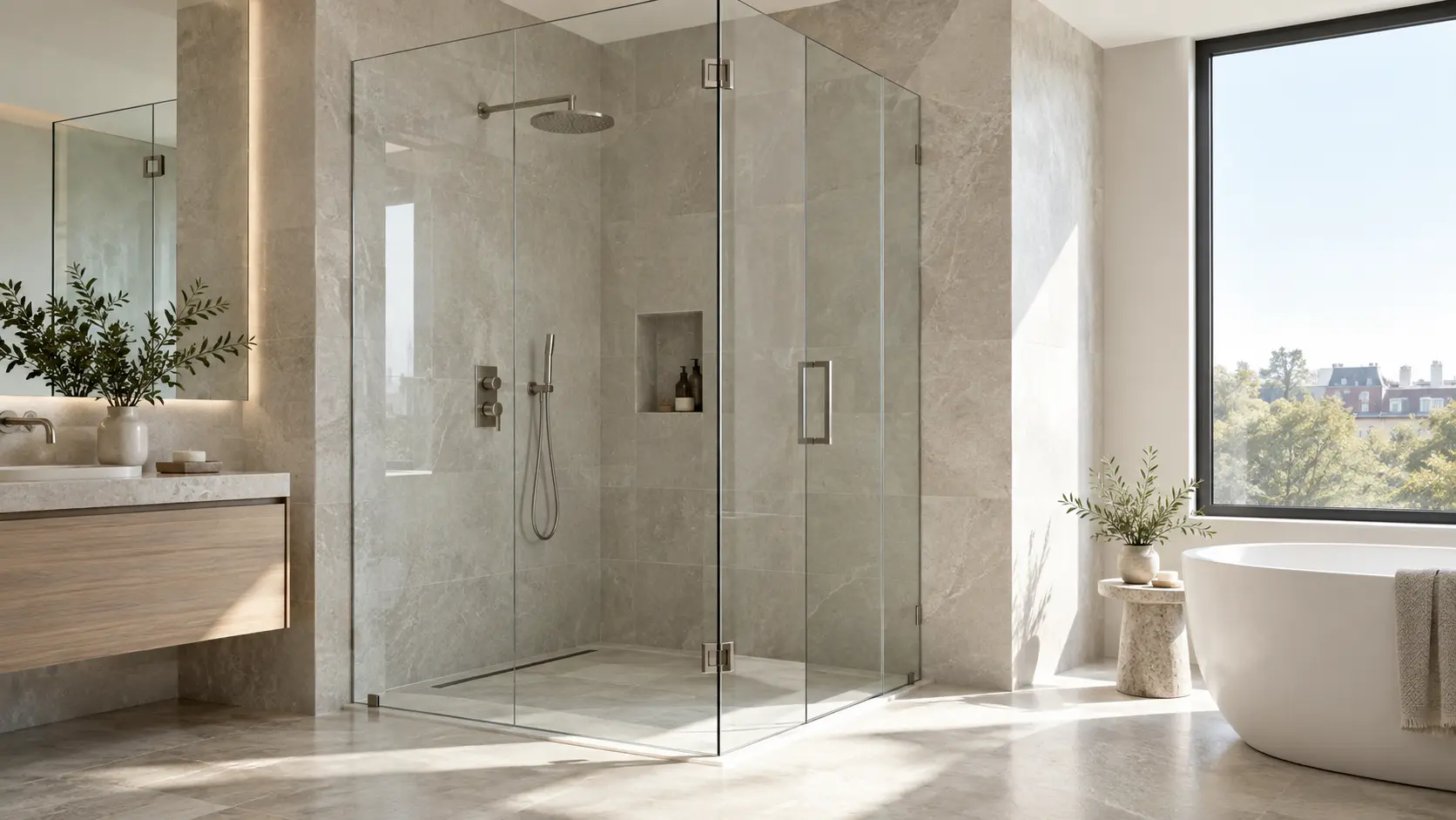 Frameless glass shower screen
